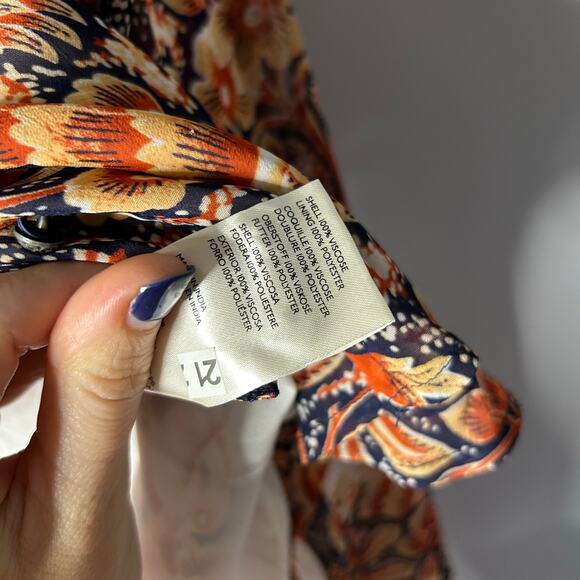 Pilcro Anthropologie Button Down Blouse Women’s XXS Bohemian Whimsical Orange - Picture 8 of 10